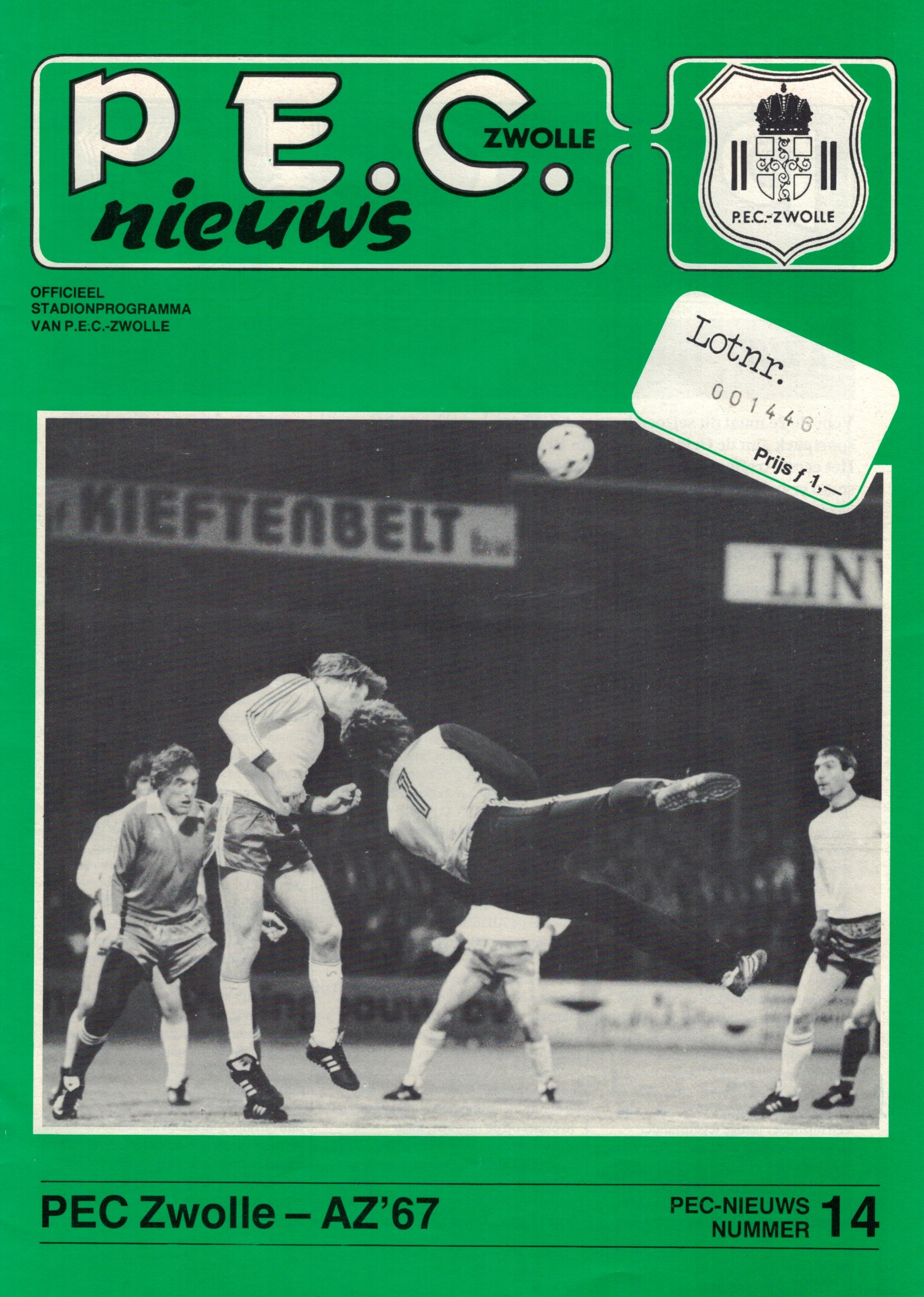 AZ Programma 10-maa-1982 PEC Zwolle uit Beker